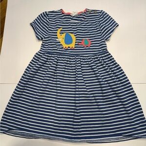 Kite Nautical Striped Kids Dress with Elephant Appliqué